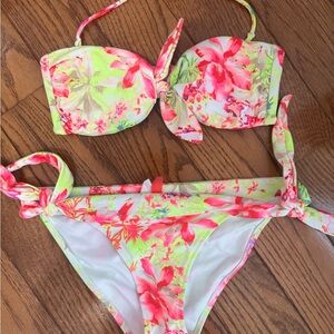 Victoria's Secret Bikini - Neon Pink and Yellow Floral
